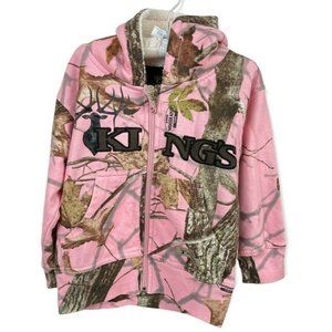 Kings Toddler Girl Sherpa Zip Hoodie Hooded Deer Logo Jacket Woodland Pink 2T 2